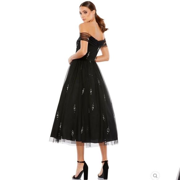 Mac Duggal 26498 Womens OFF THE SHOULDER EMBELLISHED TULLE COCKTAIL DRESS - Picture 6 of 15